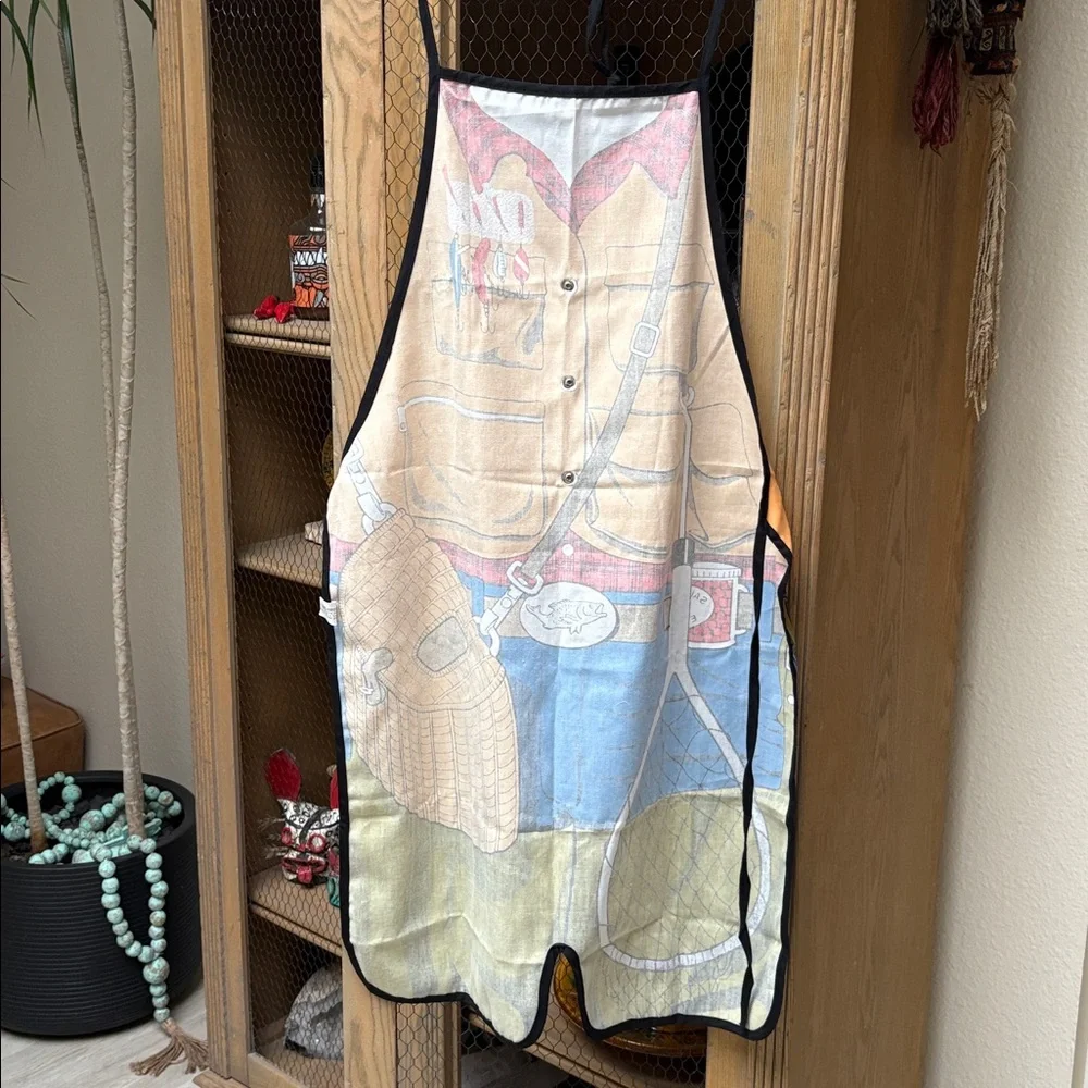 Vintage 1987 Salamander Fisherman Novelty BIb Grilling Apron